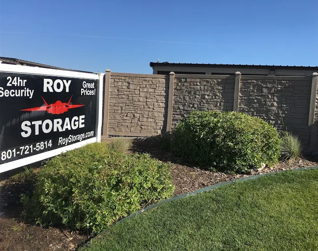 Roy Storage sign at the corner of the property